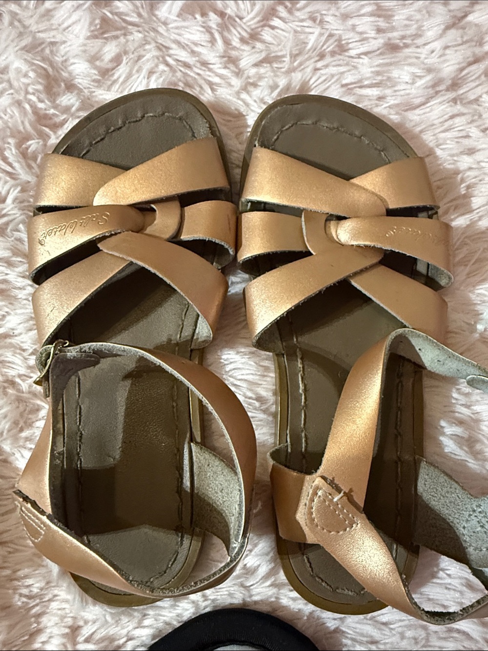 Girls Saltwater Rose Gold Strappy Sandals
